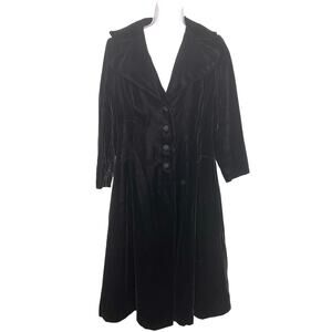 Alvin’s Vintage Long Velvet Black Coat Crop Sleeve S